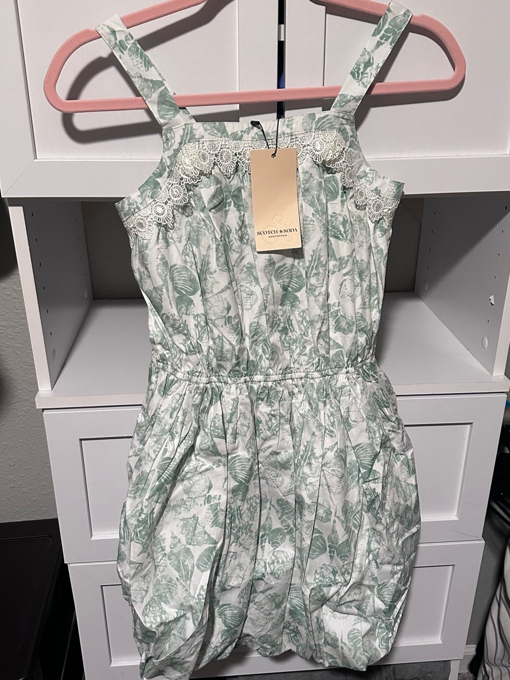 Scotch & Soda Girls NWT Gossamer Green Floral Dress Size L 12/14